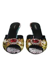 Dolce & Gabbana Multicolor Crystal Slip On Sandals Shoes