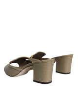 Dolce & Gabbana Beige DG Amore Slip On Heels Sandals Shoes