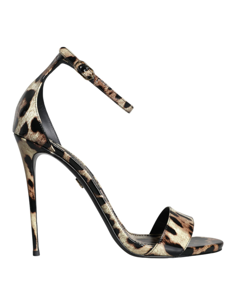 Dolce & Gabbana Brown Leopard KEIRA Ankle Strap Sandals Shoes