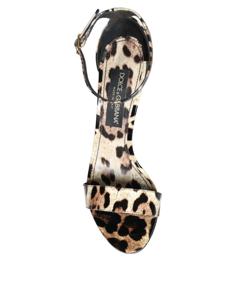 Dolce & Gabbana Brown Leopard KEIRA Ankle Strap Sandals Shoes