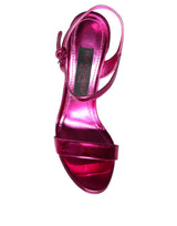 Dolce & Gabbana Fuchsia Leather Platform Logo Keira Sandals Shoes