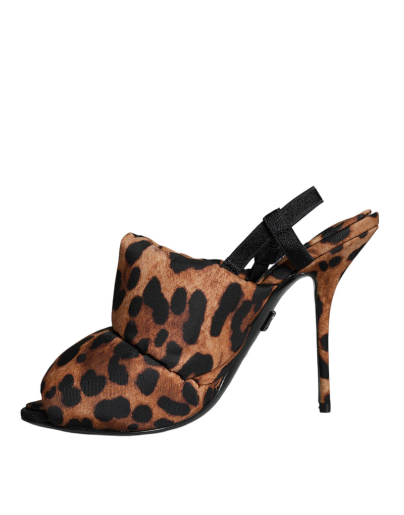 Dolce & Gabbana Brown Leopard Keira Slingback Sandals Shoes