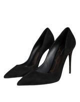 Dolce & Gabbana Black Suede Leather High Heels Pumps Shoes