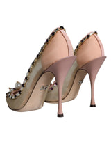 Dolce & Gabbana Nude Embellished Mesh Heels Pumps Shoes