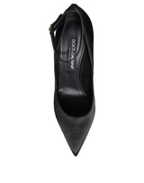 Dolce & Gabbana Black Satin Ankle Strap Heels Pumps Shoes