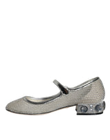 Dolce & Gabbana Silver Mesh Crystal Mary Jane Pumps Shoes