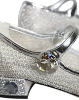 Dolce & Gabbana Silver Mesh Crystal Mary Jane Pumps Shoes