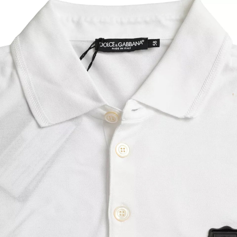 Dolce & Gabbana White Logo Collared Short Sleeve T-shirt