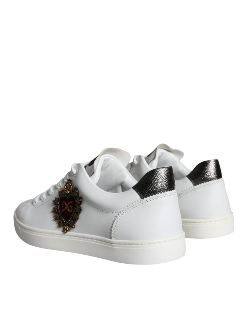 Dolce & Gabbana White Portofino Sacred Heart Sneakers Shoes