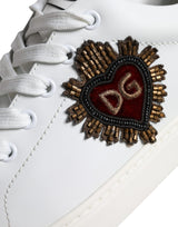 Dolce & Gabbana White Portofino Sacred Heart Sneakers Shoes