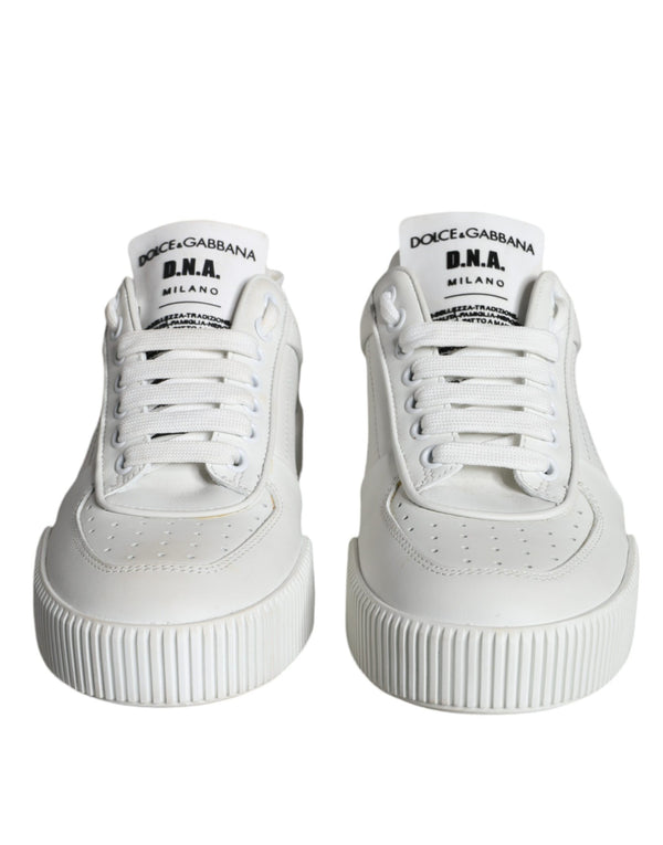 Dolce & Gabbana White Calfskin Leather Miami Low Top Sneakers Shoes