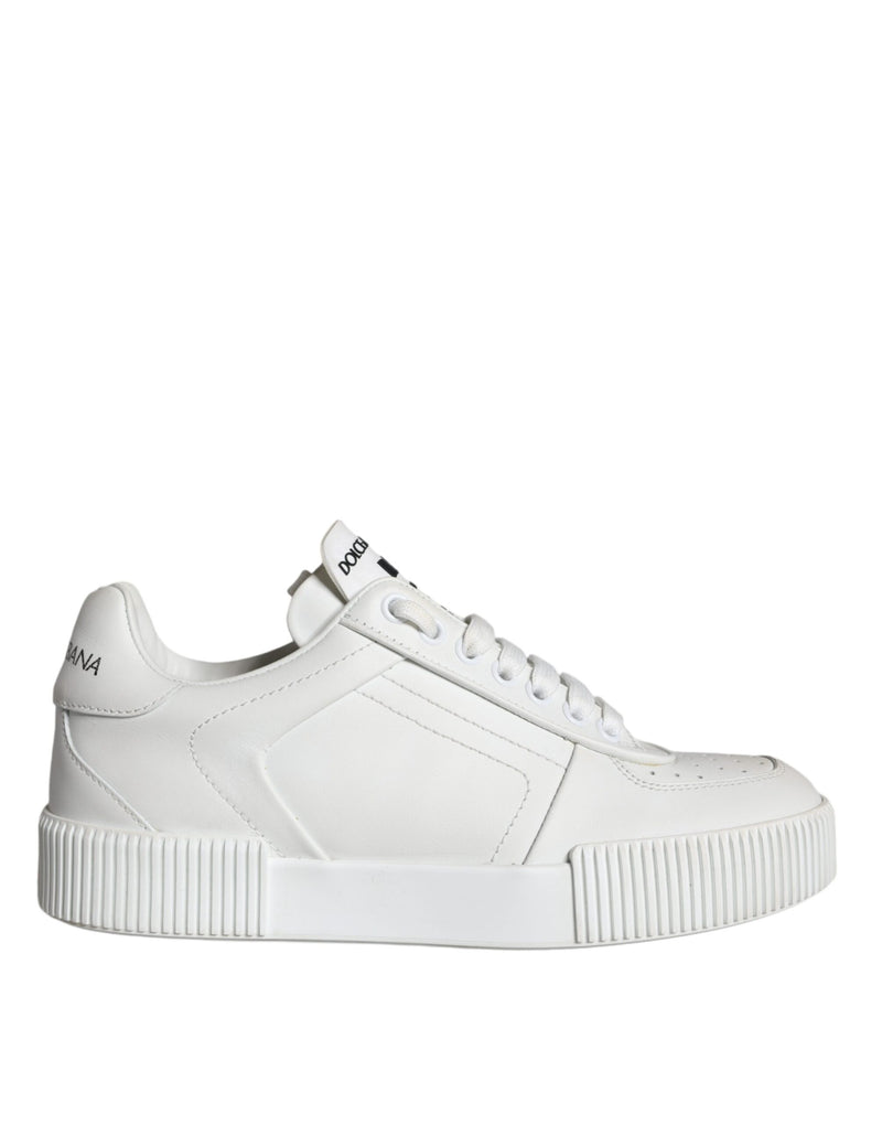 Dolce & Gabbana White Calfskin Leather Miami Low Top Sneakers Shoes