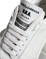 Dolce & Gabbana White Calfskin Leather Miami Low Top Sneakers Shoes