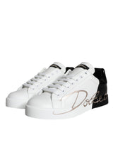 Dolce & Gabbana White Black Portofino Low Top Sneakers Shoes