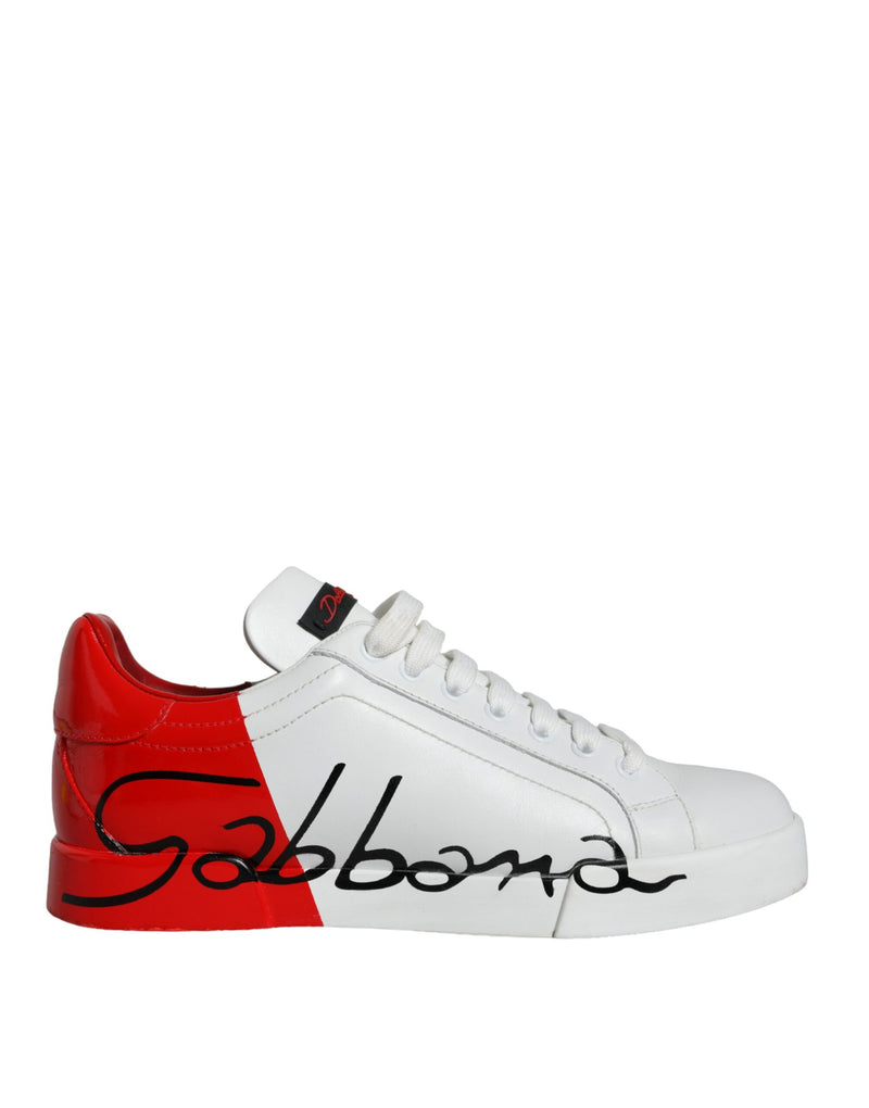 Dolce & Gabbana White Red Portofino Low Top Sneakers Shoes