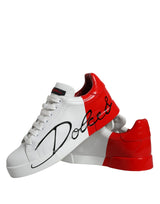 Dolce & Gabbana White Red Portofino Low Top Sneakers Shoes