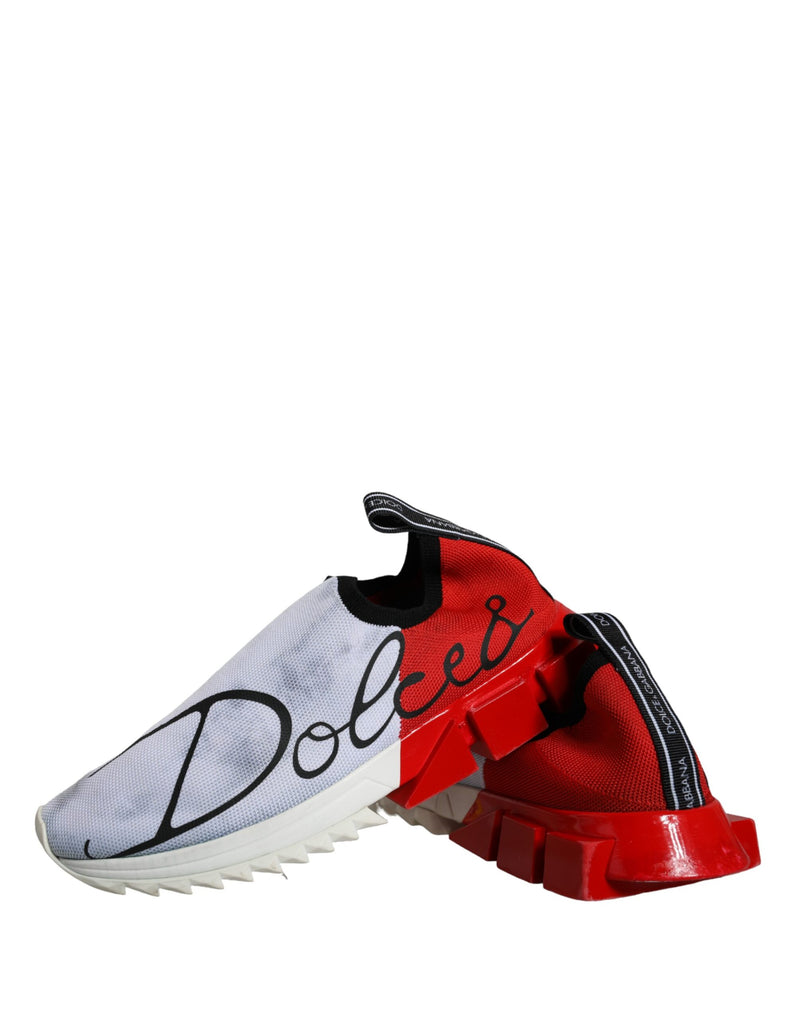 Dolce & Gabbana Red White Logo Sorrento Sneakers Shoes