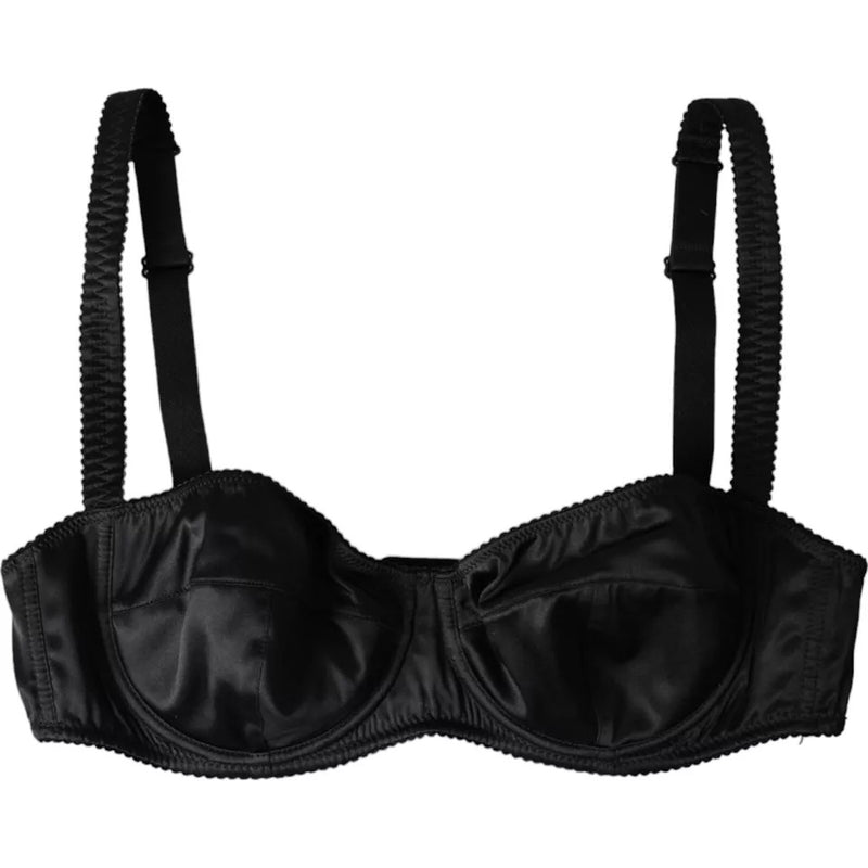 Dolce & Gabbana Black Silk Stretch Women Balconcino Bra Underwear