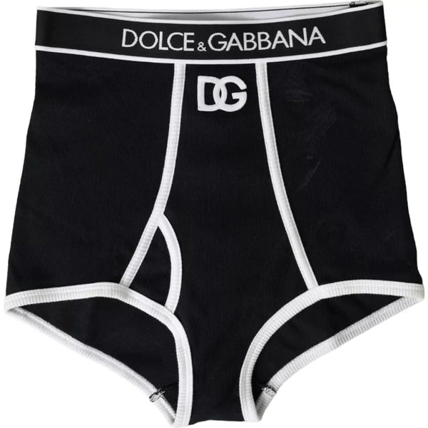 Dolce & Gabbana Black Cotton Stretch Branded Logo Underwear