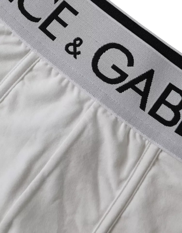 Dolce & Gabbana White Logo Cotton Stretch Brando Slip Underwear