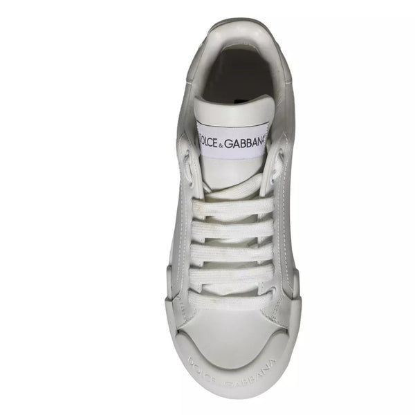 Dolce & Gabbana White Calfskin Leather Miami Low Top Sneakers Shoes