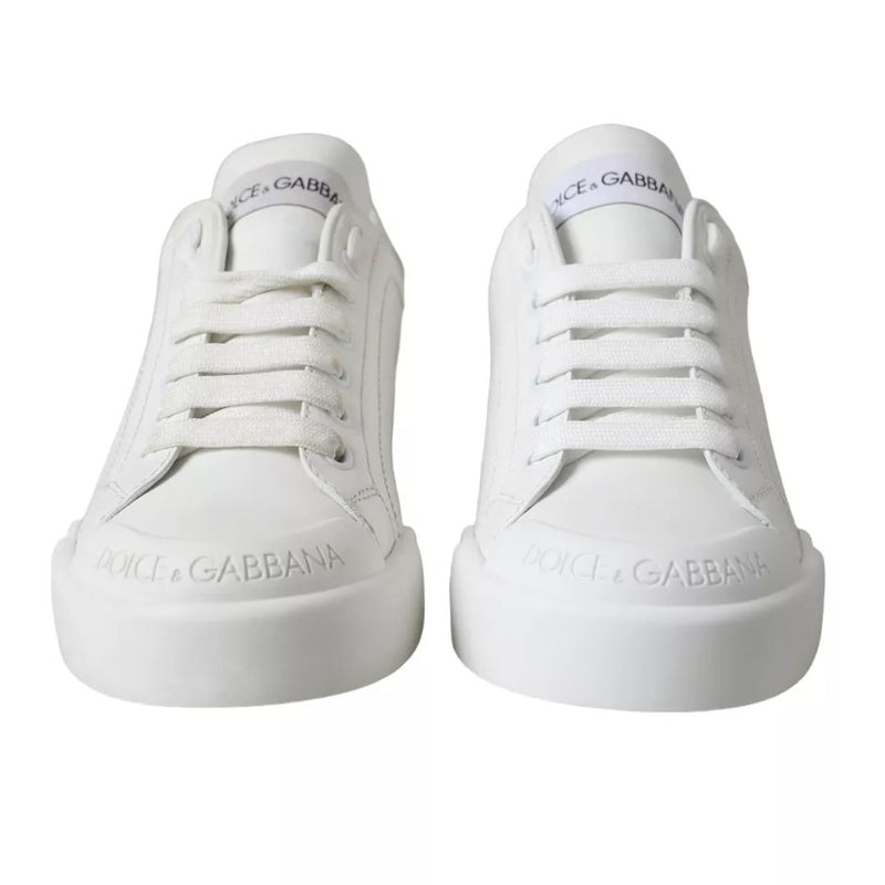 Dolce & Gabbana White Calfskin Leather Miami Low Top Sneakers Shoes