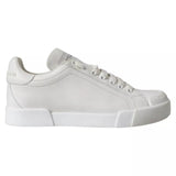 Dolce & Gabbana White Calfskin Leather Miami Low Top Sneakers Shoes