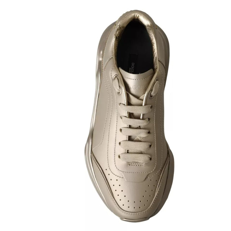 Dolce & Gabbana Gold Leather Daymaster Low Top Sneakers Shoes