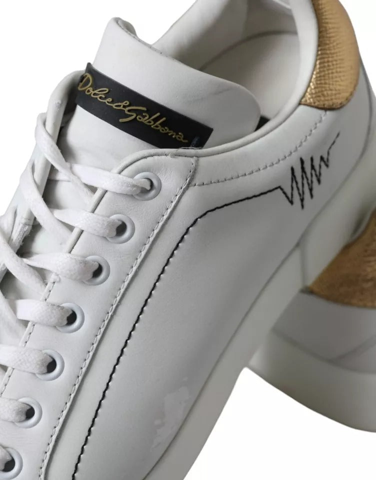 Dolce & Gabbana White Leather Portofino Low Top Sneakers Shoes