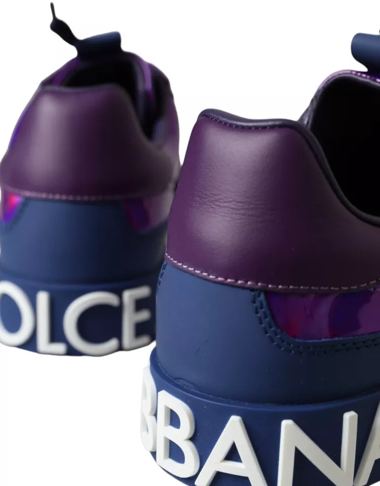 Dolce & Gabbana Purple Leather Low Top Sneakers Men Shoes