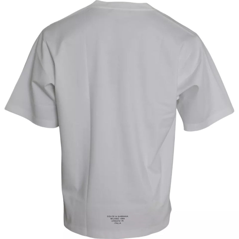 Dolce & Gabbana White Logo Round Neck Short Sleeves T-shirt