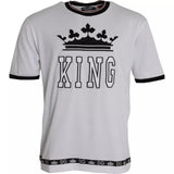 Dolce & Gabbana White Crown King Cotton Crew Neck Men T-shirt