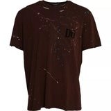 Dolce & Gabbana Brown Color Splash Cotton Crew Neck T-shirt