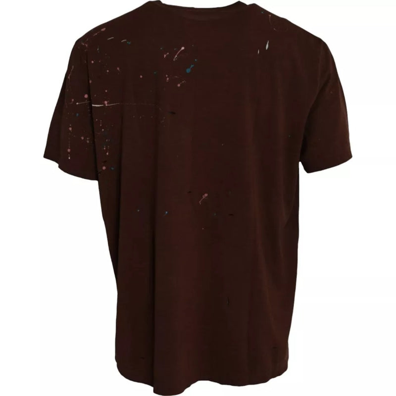 Dolce & Gabbana Brown Color Splash Cotton Crew Neck T-shirt