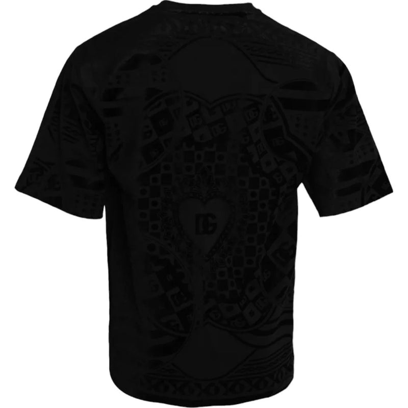 Dolce & Gabbana Black Cotton Round Neck Short Sleeve T-shirt