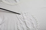 Dolce & Gabbana White Logo Embossed Cotton Crewneck T-shirt