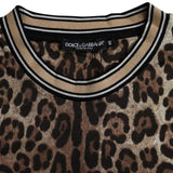 Dolce & Gabbana Brown Leopard Print Cotton Crew Neck T-shirt