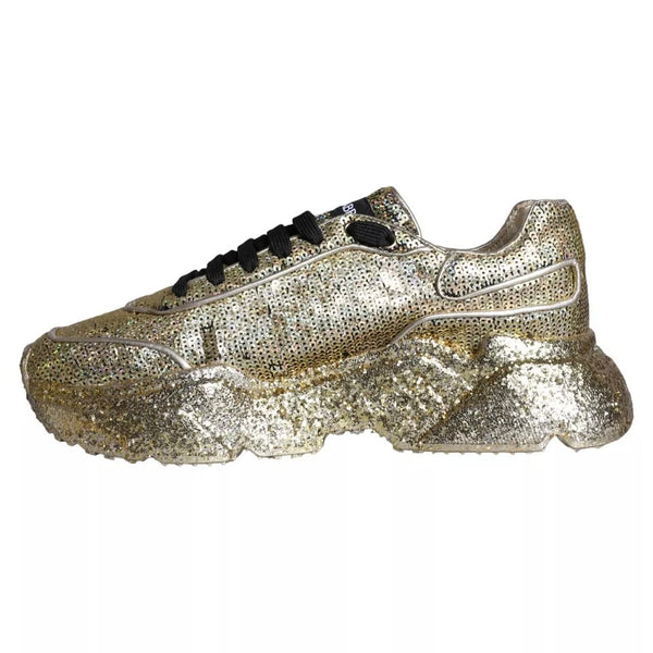 Dolce & Gabbana Gold Sequined Daymaster Low Top Sneakers Men Shoes