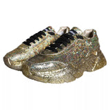 Dolce & Gabbana Gold Sequined Daymaster Low Top Sneakers Men Shoes