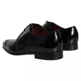 Dolce & Gabbana Black Patent Leather Derby Men Dress Shoes