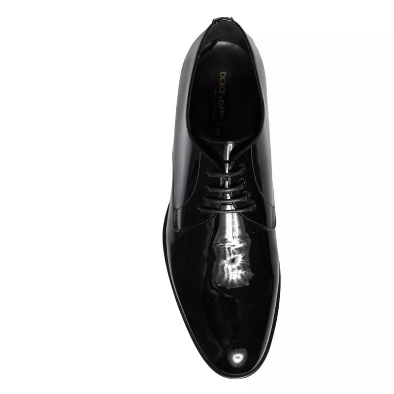 Dolce & Gabbana Black Patent Leather Derby Formal Dress Shoes