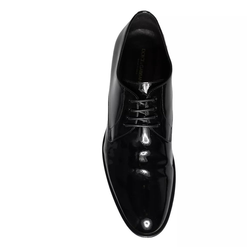 Dolce & Gabbana Black Calfskin Leather Derby Men Dress Shoes