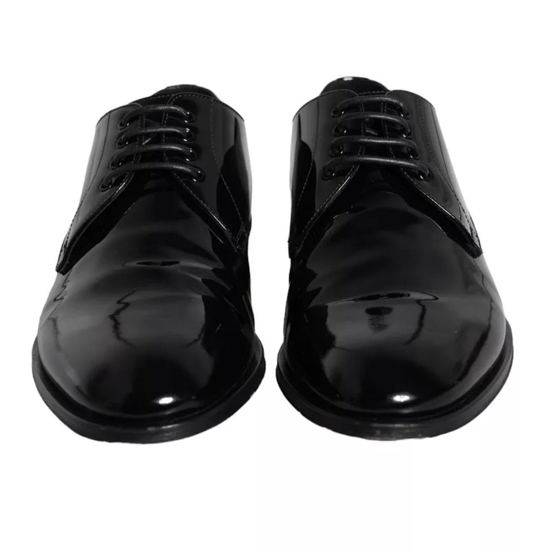 Dolce & Gabbana Black Calfskin Leather Derby Men Dress Shoes