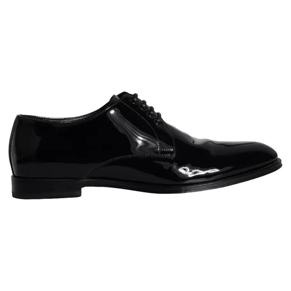 Dolce & Gabbana Black Calfskin Leather Derby Men Dress Shoes