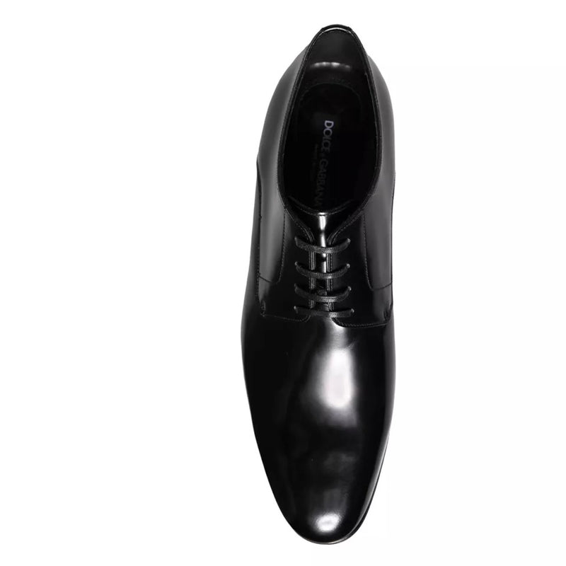 Dolce & Gabbana Black Calf Leather Derby Men Dress Shoes