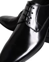 Dolce & Gabbana Black Calf Leather Derby Men Dress Shoes