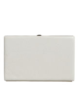 Dolce & Gabbana White Leather Gold Frame Clutch Evening Party Purse Bag