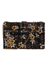 Dolce & Gabbana Multicolor Tweed Floral Clutch Evening Party Purse CrossBody Bag