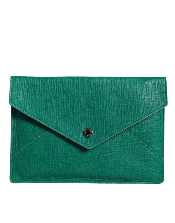 Dolce & Gabbana Green Leather Handbag Clutch Mini Purse Pouch Tablet Case