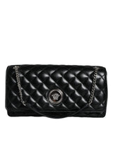 Versace Black Quilted Lambskin Leather Crossbody Shoulder Bag